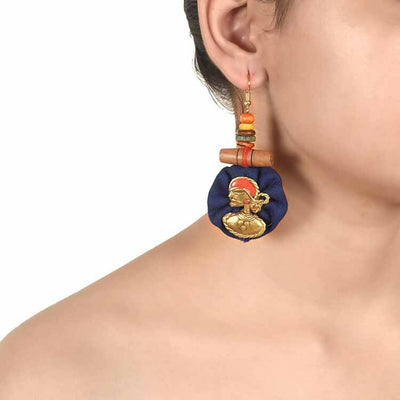 The Royal Empress Handcrafted Tribal Dhokra Round Earrings in Blue - Fashion & Lifestyle - 2