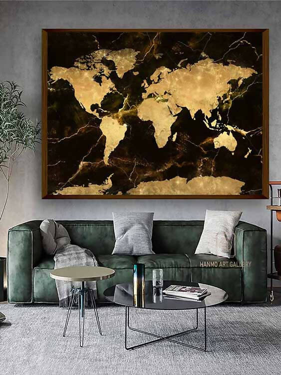 Black Golden World Map - Wall Decor - 1