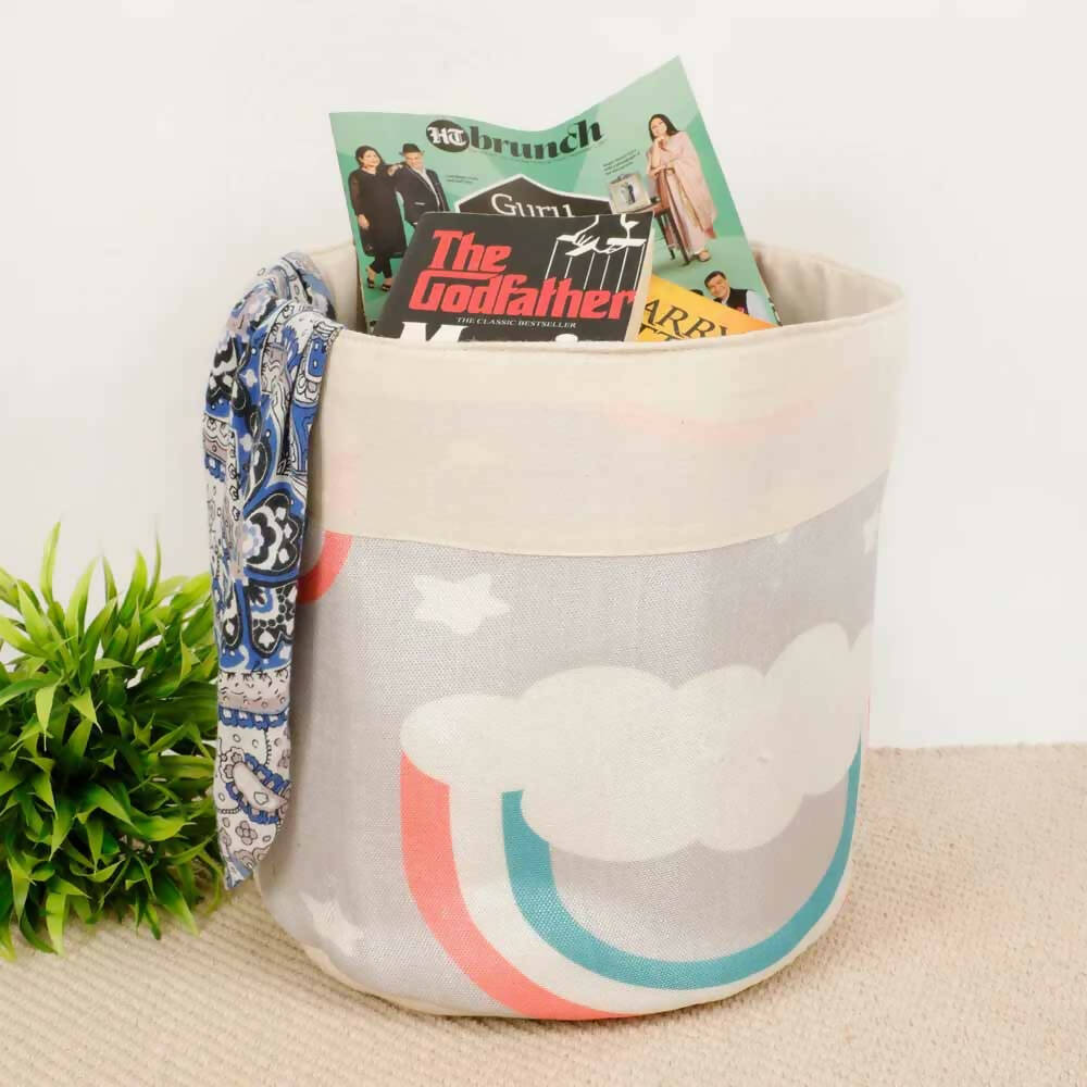 Kids Storage Basket, Color Print Rainbow & Stars - Storage & Utilities - 2