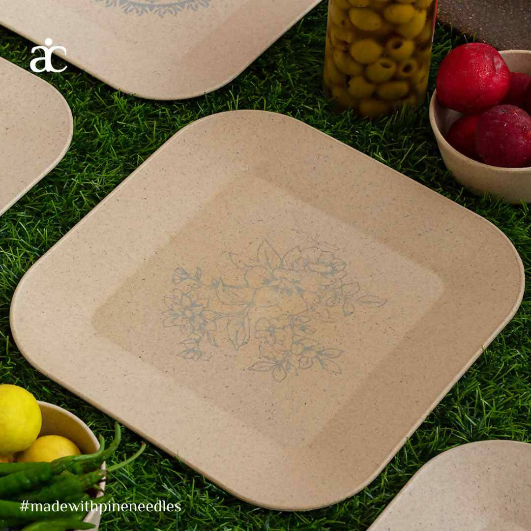 Pine Needle Patio Plate - Beige - Floral (Pack of 4) - Dining & Kitchen - 1