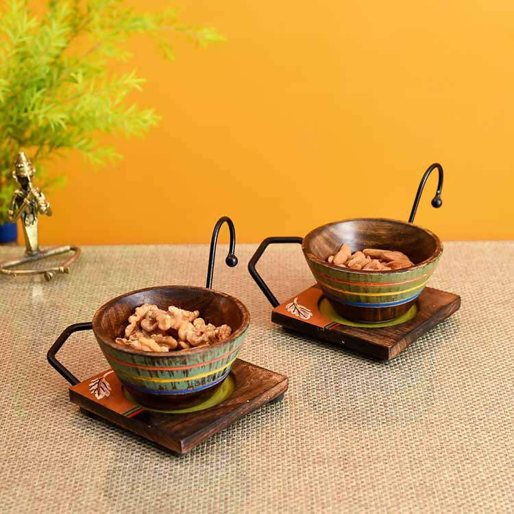 Hooked Snack Bowl with Square Tray - 2 Sets (6.5x4x4.5/ 6.5x4x4.5") - Dining & Kitchen - 1