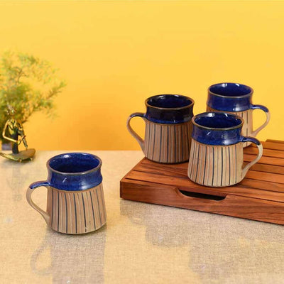 Grooving Sky Coffee Mugs - Set of 4 (4.5x3.5x4") - Dining & Kitchen - 1