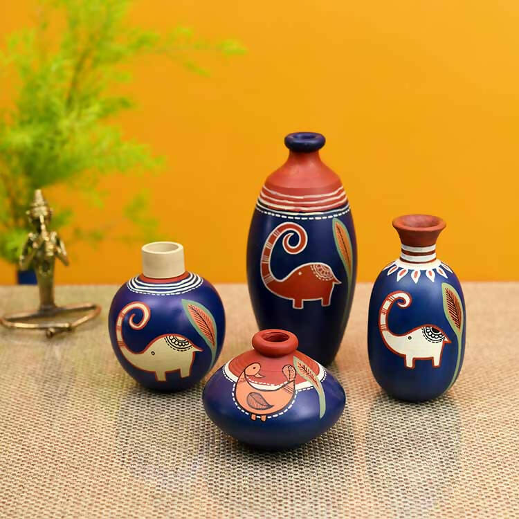 Happy Elephant Vases - Set of 4 in Blue - Decor & Living - 1