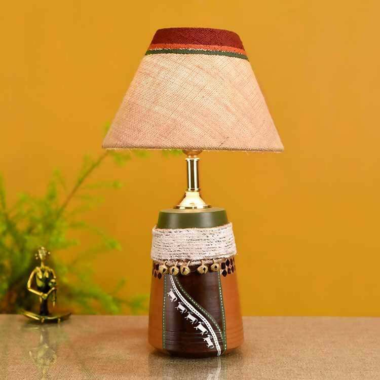 Hand Knitted Earthen Lamp with Jute Shade (16x4.5") - Decor & Living - 1