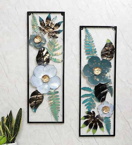Multicolored Maple Leaves & Flower Wall Decor Set of 2