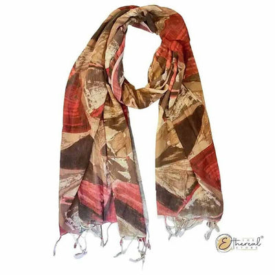 Red & Beige Geometry Printed Stole - Lifestyle Accessories - 1