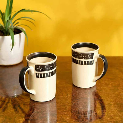 Mug Ceramic Black Polka - Set of 2 (4x3x4") - Dining & Kitchen - 1