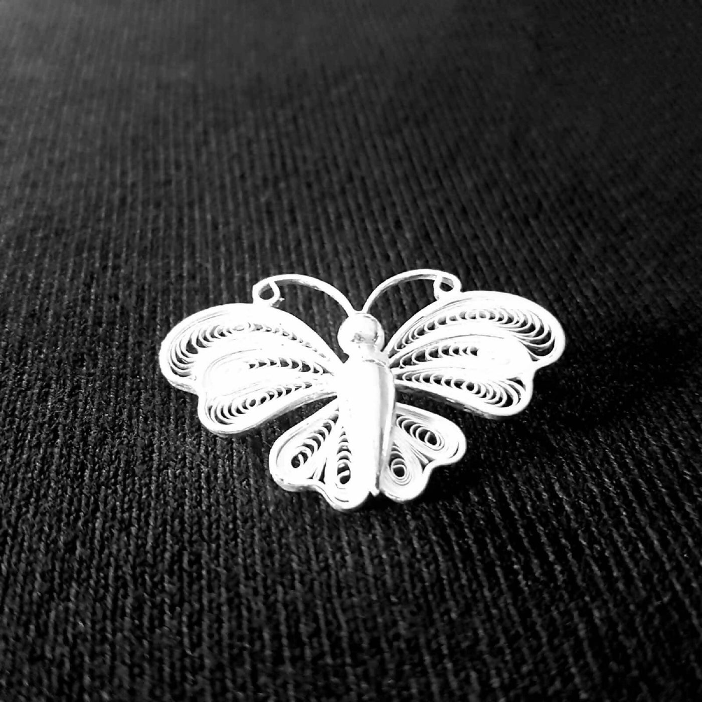 Butterfly shaped Silver Filigree Brooch SJ-Brooch-994 - Fashion & Lifestyle - 1
