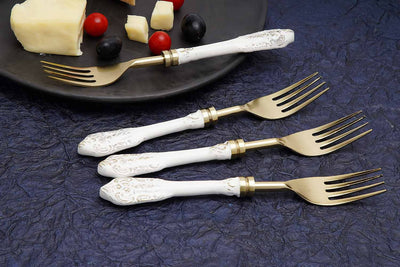 White Gold Stainless Steel Table Fork (Set of 4) - Dining & Kitchen - 1