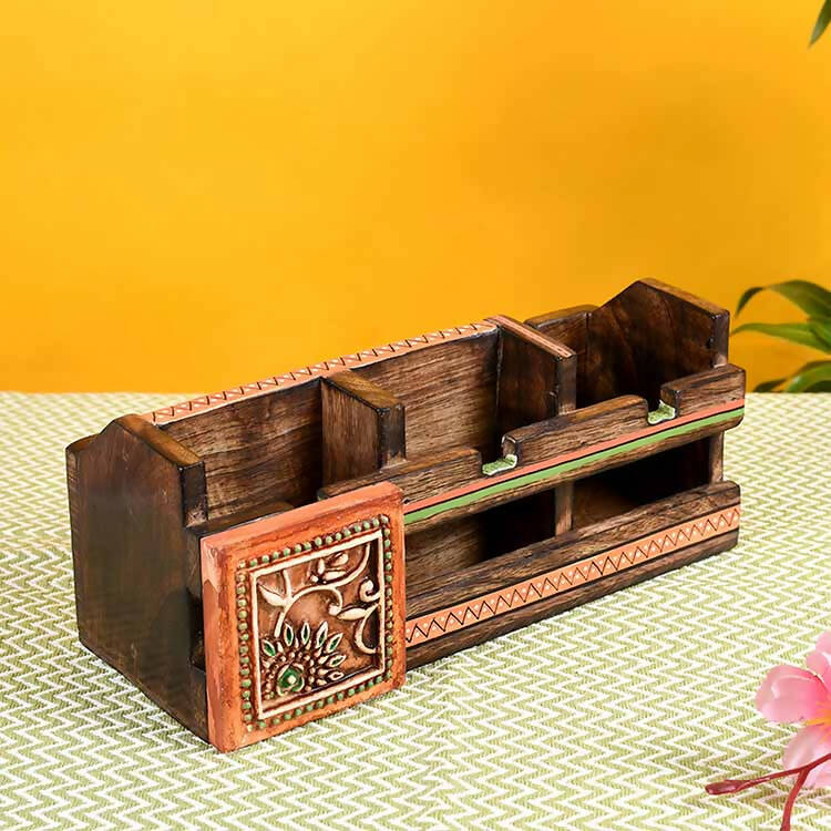 Pen Stand Handcrafted Wooden (10x4x4") - Stationery - 1
