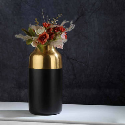 "Cylindrical Deidra" Wood Small Gold Vase 52-003-26-2