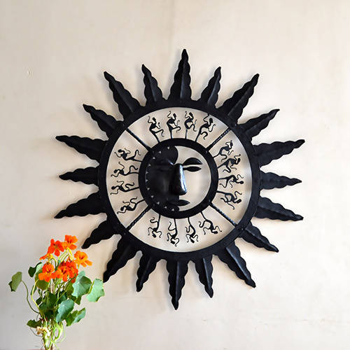 Wrought Iron Tribal Abstract Sun (Partial Face) - Wall Decor - 1