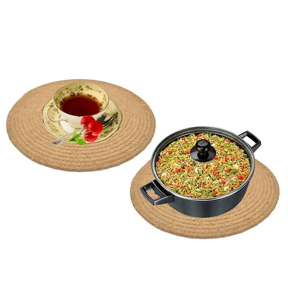 Jute Placemat, Round, Plain - Pack of 2 - Dining & Kitchen - 3