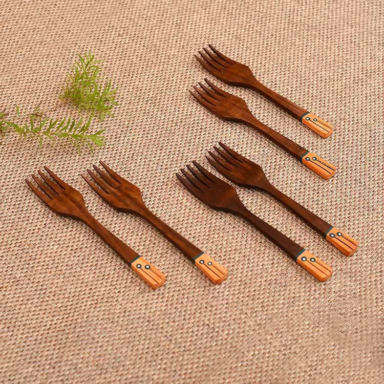 Handcrafted Wooden Forks (Set of 6) - Dining & Kitchen - 1