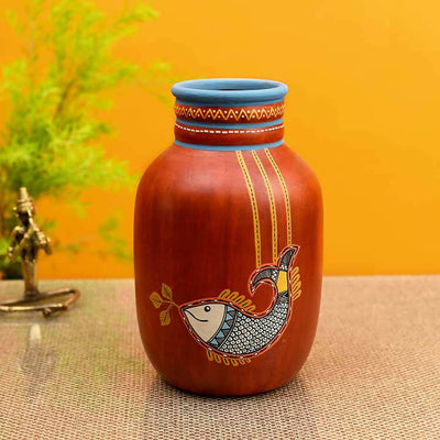 Happy Fish Rustic Red Vase (5x5x8") - Decor & Living - 1