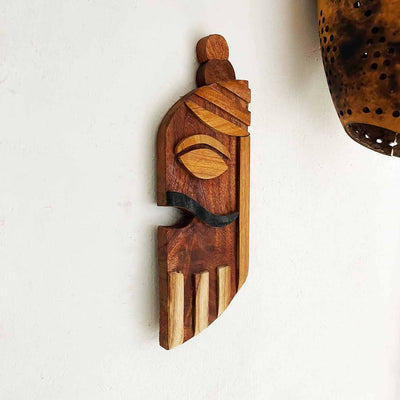 Wooden Sadhu Baba Handcrafted Mask - Wall Decor - 1
