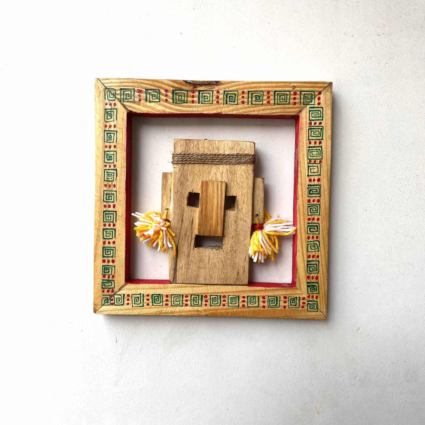 Wooden Tribal Man Painted Mask Frame - Wall Decor - 3