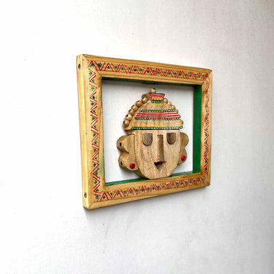 Wooden Tribal Madiya Painted Mask Frame - Wall Decor - 2