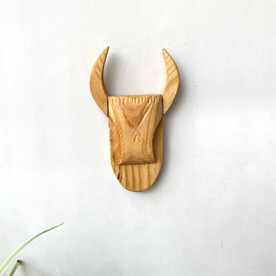 Wooden Tribal Bull Man Small Mask - Wall Decor - 1