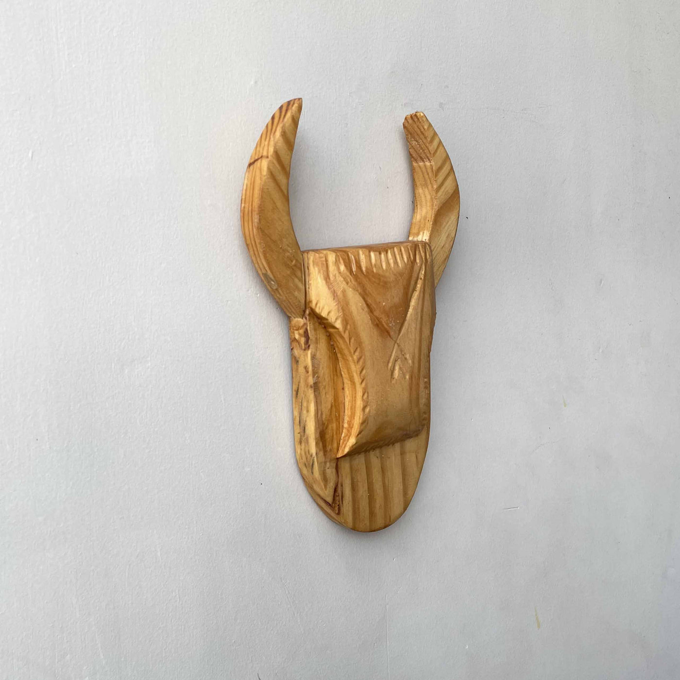 Wooden Tribal Bull Man Small Mask - Wall Decor - 3