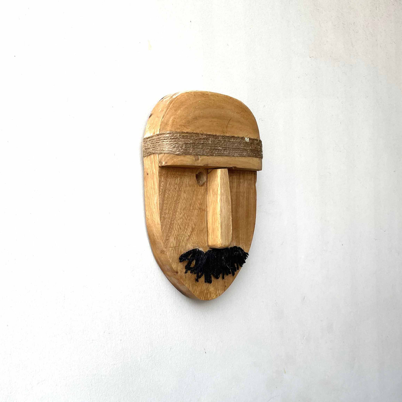 Wooden Tribal Man with Mustache Small Mask - Wall Decor - 2