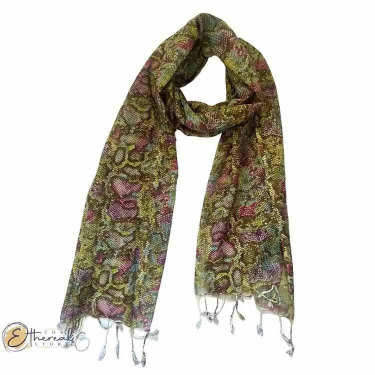 Green Snakeskin Printed Stole - Lifestyle Accessories - 1