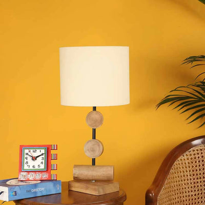 Tao III Wooden Table Lamp with Shallow Drum Shade-Height - 21'' - Decor & Living - 1