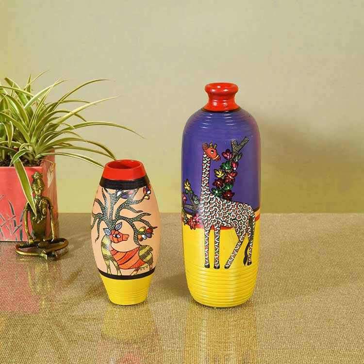 Deer Giraffe Terracotta Vase - Set of 2 - Decor & Living - 1