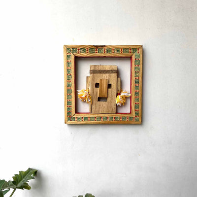 Wooden Tribal Man Painted Mask Frame - Wall Decor - 1