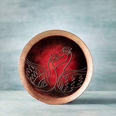Copper Enamel Animal Series Red Swans 8" - Wall Decor - 1