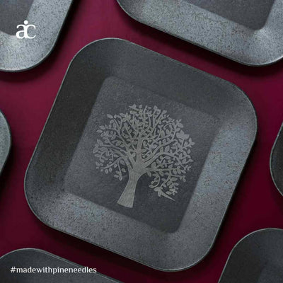 Patio Plate - Stone Black - Tree of Life (Pack of 4) - Dining & Kitchen - 1