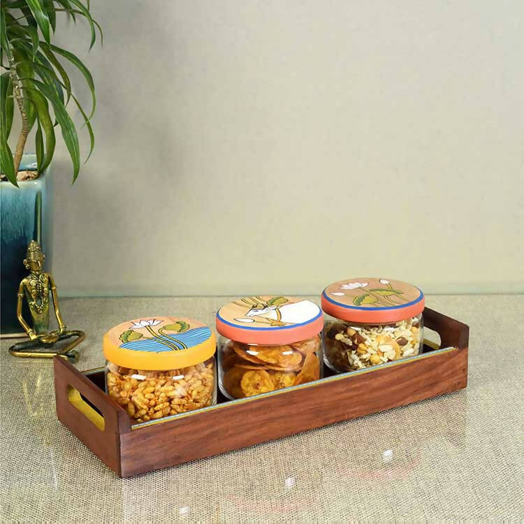 Pichhwai Leela Snacks Storage Jars - Set of 3 - Dining & Kitchen - 1