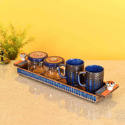 Azure Handcrafted Breakfast Set of 2 Cups & 2 Storage Jars - Dining & Kitchen - 1