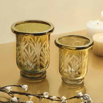 Set of 2 Sparkle Glass Candle Holder