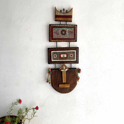Wooden Tribal Long Handpainted Mask - Wall Decor - 1