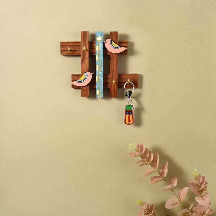 Birds of Love Key Hanger (8.5x7x2") - Wall Decor - 1