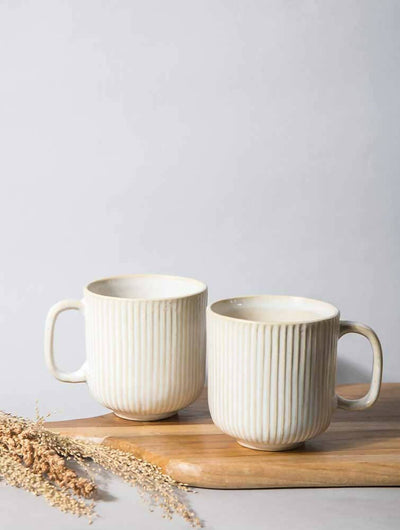 Striped Ivory Mug (Set of 2) - Dining & Kitchen - 1