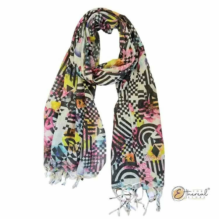 Multicolour Abstract Printed Stole - Lifestyle Accessories - 1
