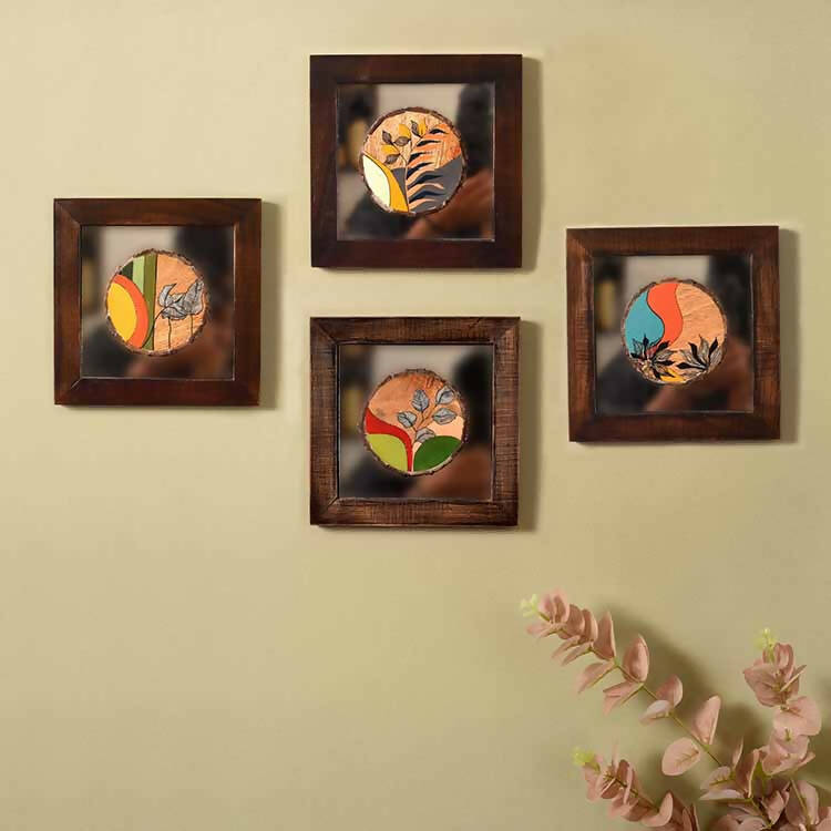 Patterns of Leaf Wall Painting - Set of 4 (8x8x1") - Wall Decor - 1