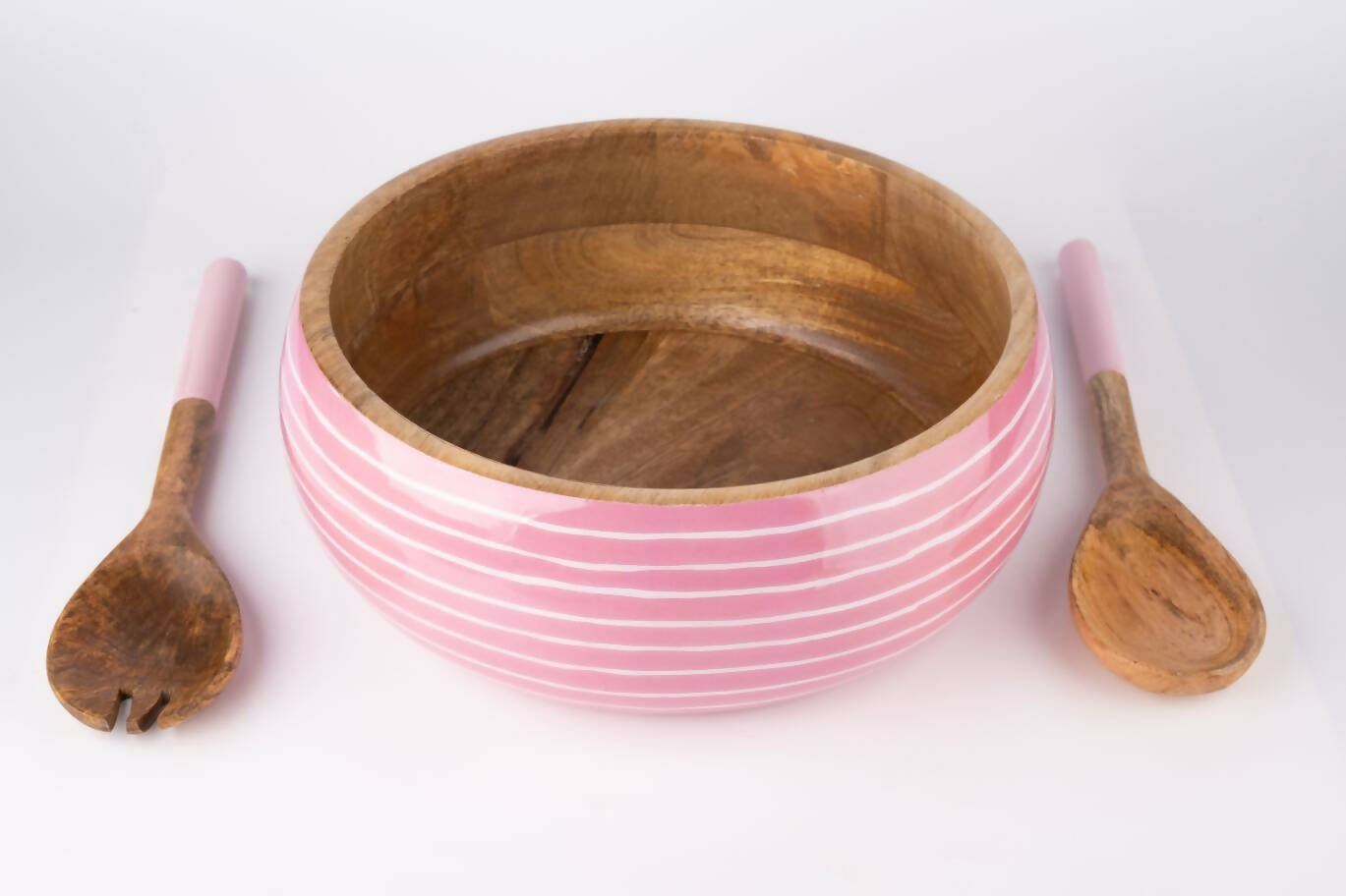 Salad Bowl + Server Set Wooden Blush Pink - Dining & Kitchen - 1