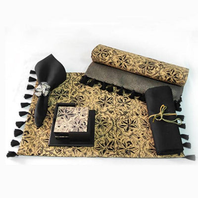 Black Mats and Coaster set with Serviette - Dining & Kitchen - 1