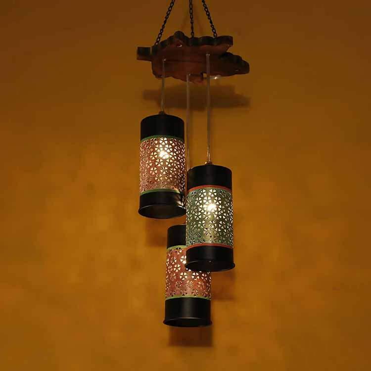 Celo-3 Chandelier with Cylindrical Metal Hanging Lamps (3 Shades) - Decor & Living - 1