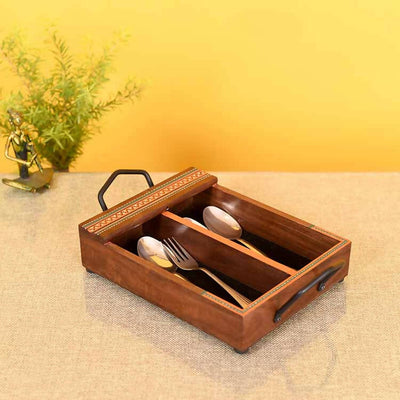 Handcrafted Cutlery Holder Box (12x7x2.5") - Dining & Kitchen - 1