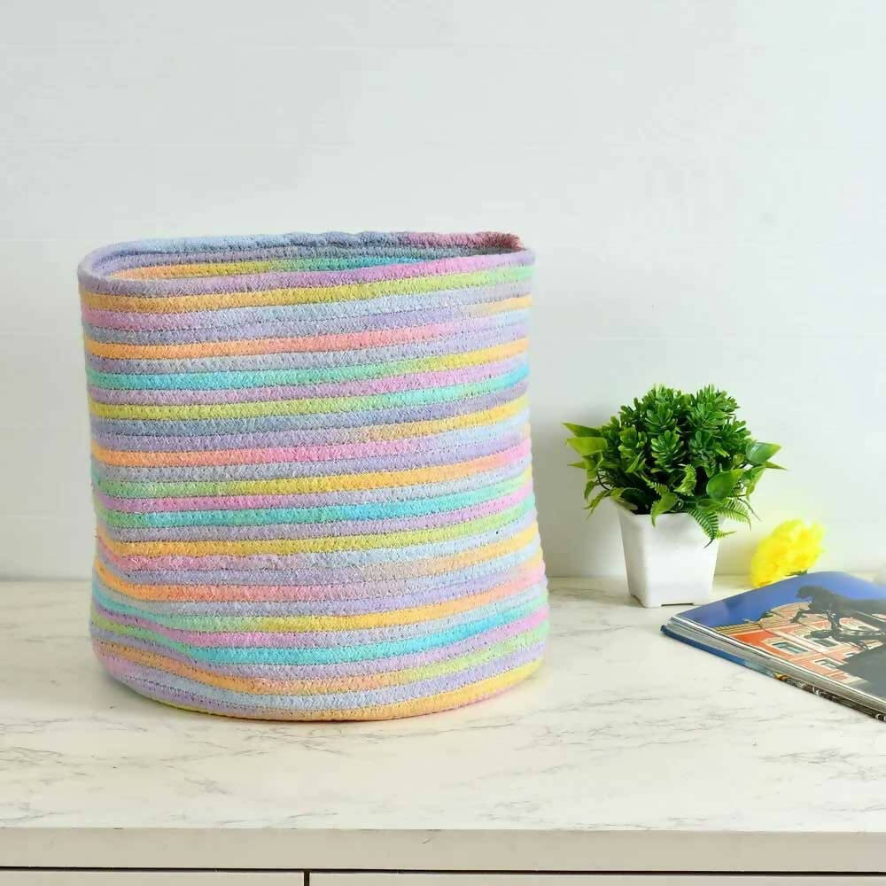 Colorful Stripes Cotton Basket - Storage & Utilities - 1